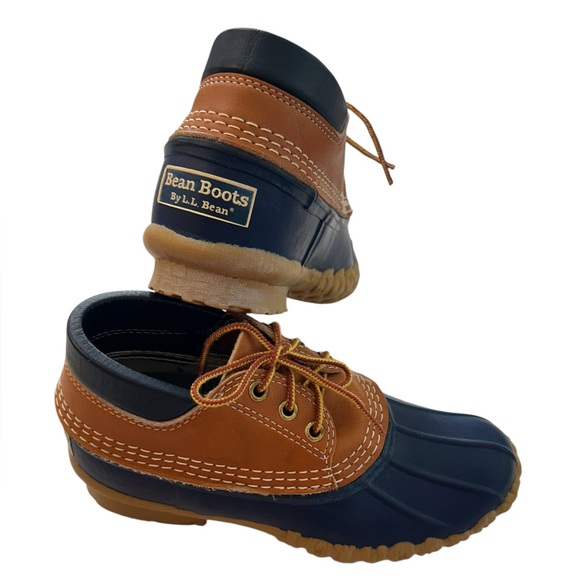 L.L. Bean Vintage Maine Hunting Shoe Ankle Duck Boots Navy & Brown Women’s Sz 6 - Picture 1 of 16
